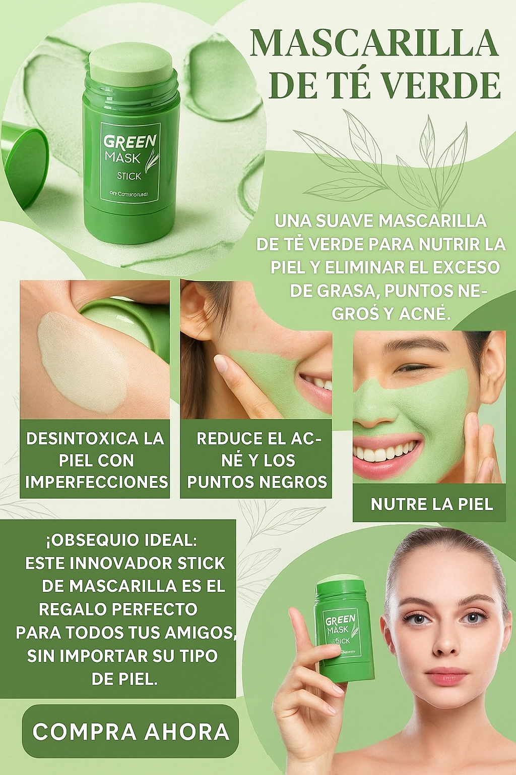 Mascarilla en barra de Té Verde
