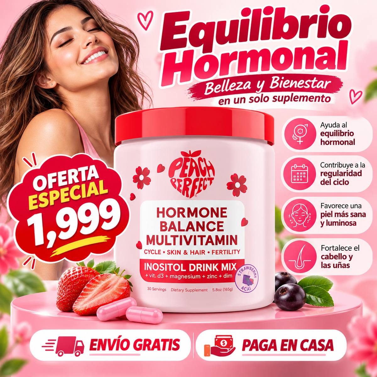 Peach Perfect™ Inositol – Equilibrio y Bienestar Femenino – 120 cápsulas