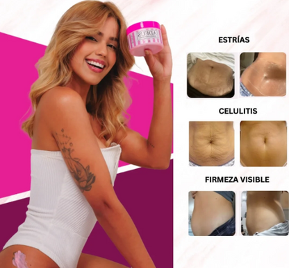 Adeus Crema Brasileña – Crema Rosa Anti-Estrías con Árnica, Jengibre, Cafeína y Té Verde - 300g