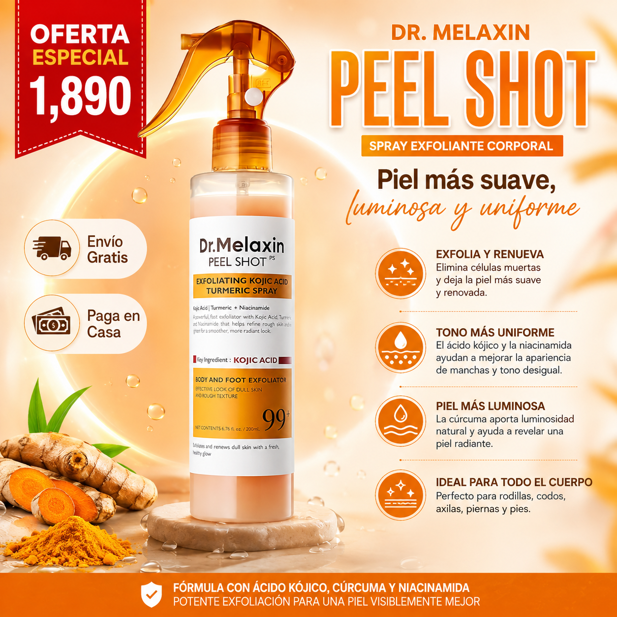 DR. MELAXIN Peel Shot — Spray Exfoliante Corporal